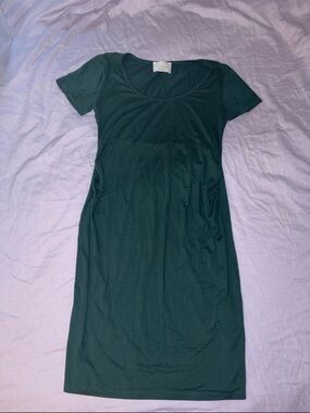 French Grey Maternity Dress in Forest Green